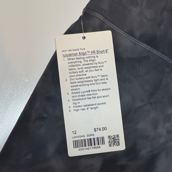 lululemon Align™ High-Rise Short 6" NEW WITH TAGS (12/ Diamond Dye Black & Gray) - Picture 6 of 7